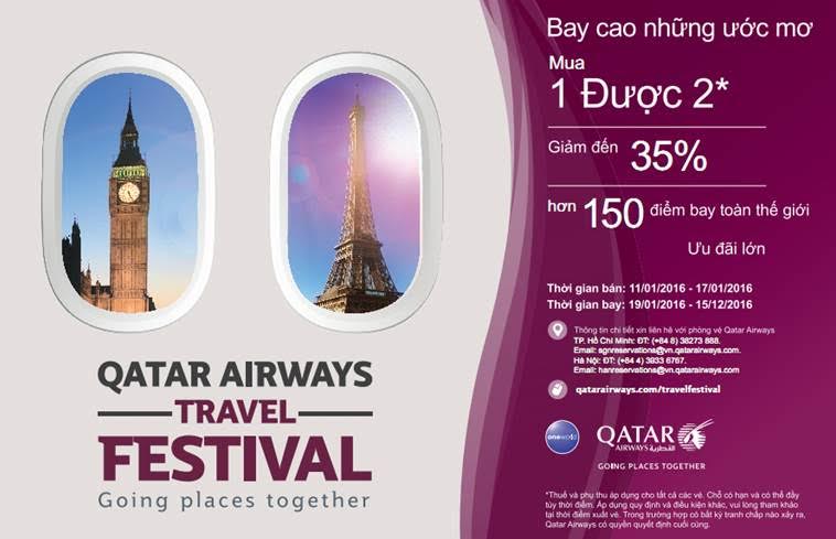Qatar Airways giảm 35% giá vé cho các hành trình bay đi Mỹ, Anh và Pháp