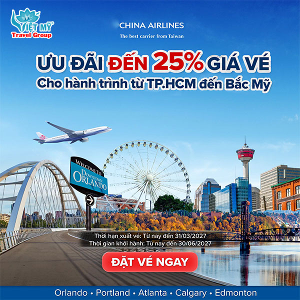 China Airlines ưu đãi vé máy bay đi Bắc Mỹ
